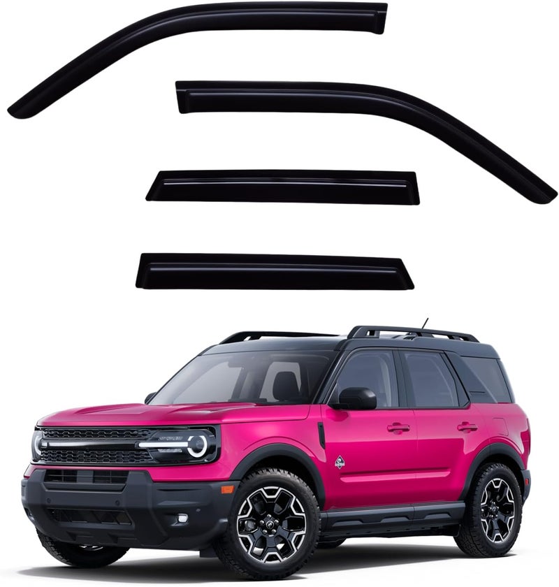 YLSCOO Window Visors Rain Guards Compatible with 2021-2025 Ford Bronco Sport, Out-Channel Side Window Wind Deflectors Vent Shades Accessories, Dark Smoke 4 Pcs, 2022 2023 2024 - Image 1